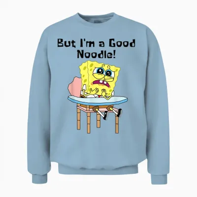 Mademark X Spongebob Squarepants - but I Am a Good Noodle Spongebob Squarepants Back to School Unisex Sweatshirt - Light Blue