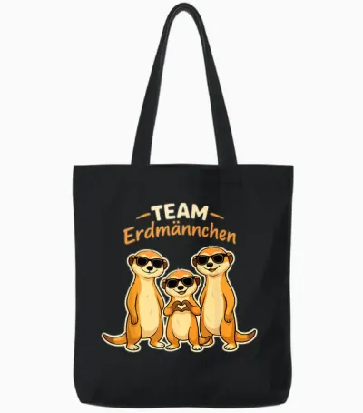 Team Erdmännchen Familie Meerkat Kinder Mädchen Damen Herren Tote Bags - Black