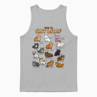 Types of Cat Loaf Cute Kitten Kawaii Cats, Cat Lover Unisex Tank Top - Ash