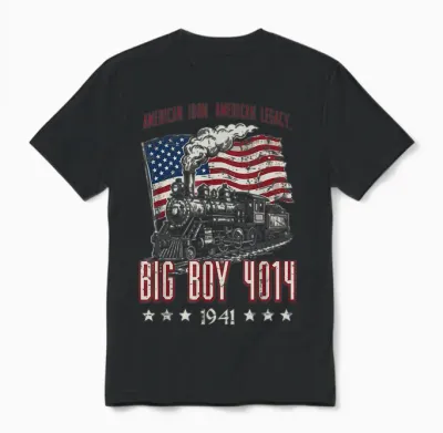 Big Boy 4014 American Steam Train Vintage Men Women Unisex T-Shirt - Black