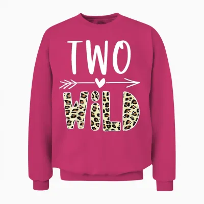 Two Wild 2 Year Old Girl Gifts 2nd Birthday Second Bday Unisex Sweatshirt - Heliconia