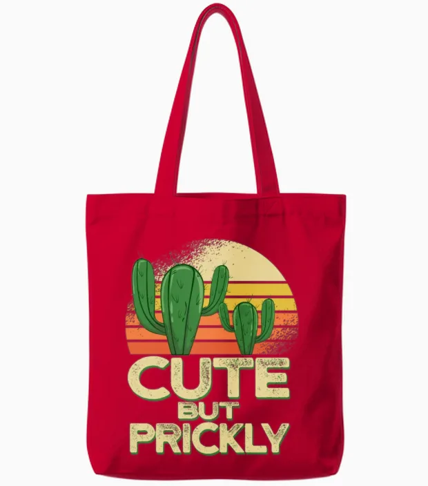 Funny Cactus Tote Bags in Red