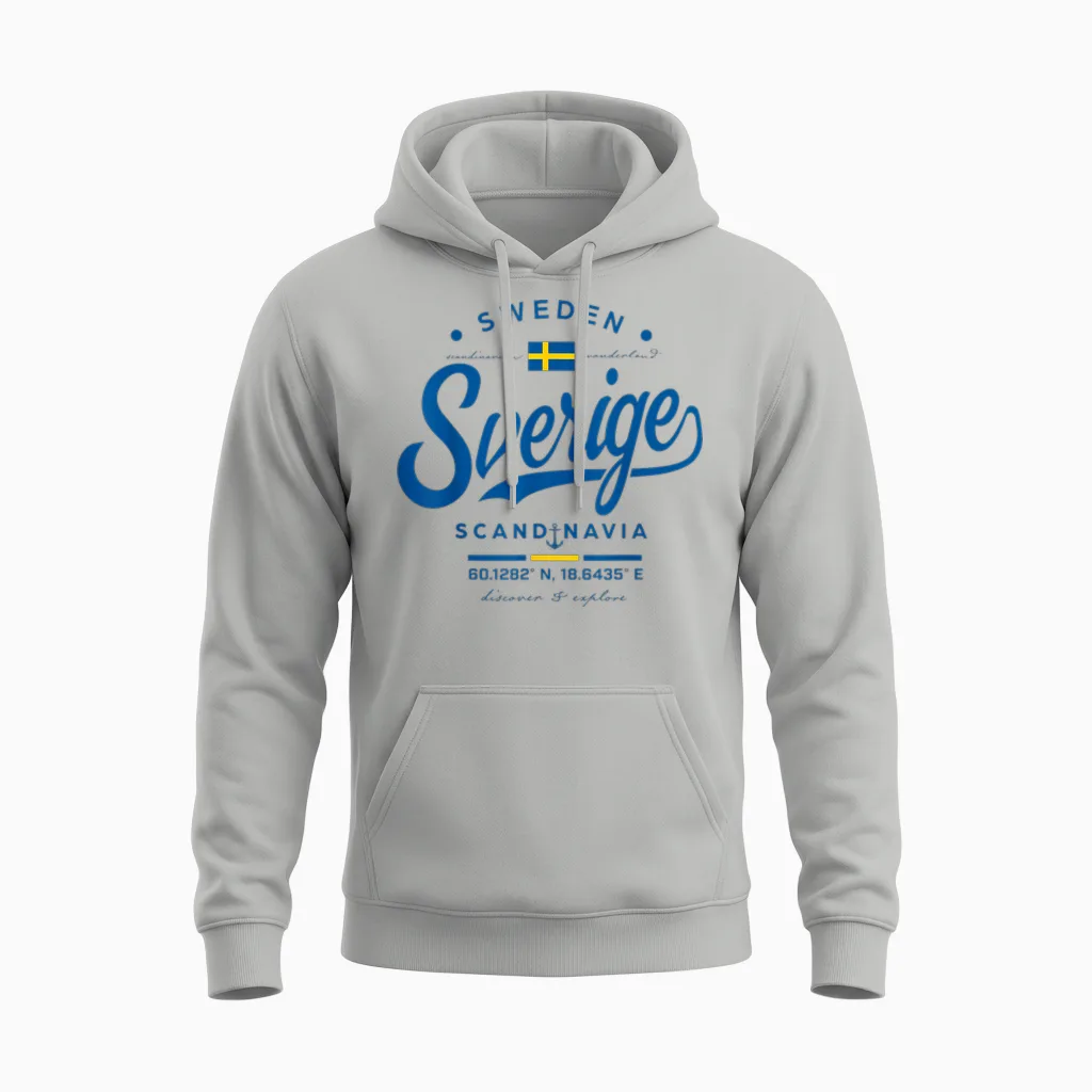 Sverige Skandinavien Schwedische Flagge Midsommar Schweden Unisex Hoodie in Ash