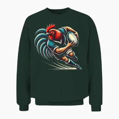Rugby Hens Rooster Rugby Player Rugbyman Humour Rugby Unisex Sweatshirt - Forest