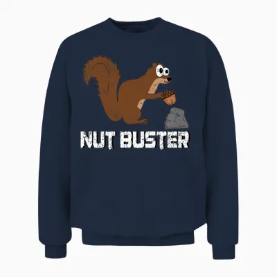 Nut Buster, Funny Squirrel Pun Unisex Sweatshirt - Navy
