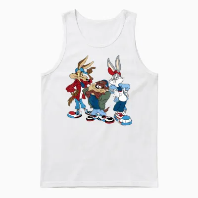 Looney Tunes Wiley, Bugs, Taz Unisex Tank Top - White