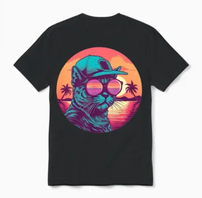 Retro Cat Lovers Vintage Unisex T-Shirt - Black