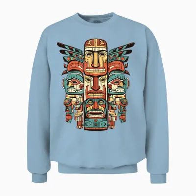 Motif Totem Indien Aztèque Du Sud-Ouest Amérindien Unisex Sweatshirt - Light Blue