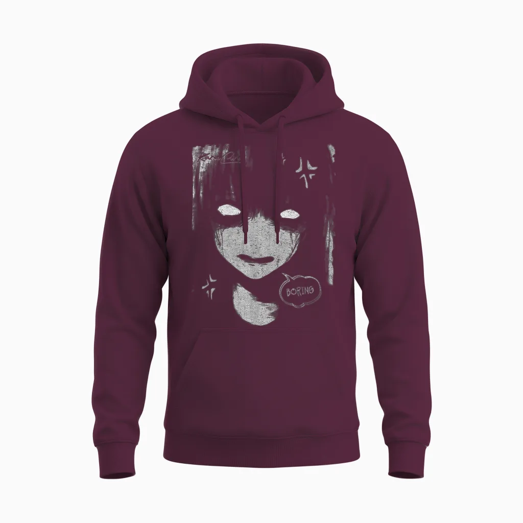 Japon Streetwear Cyberpunk Y2k Techwear Rétro Manga Anime Unisex Hoodie in Maroon