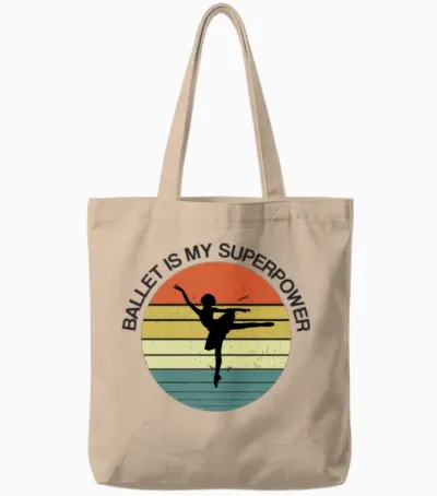 Ballet Retro Distressed Style Tote Bags - Natural