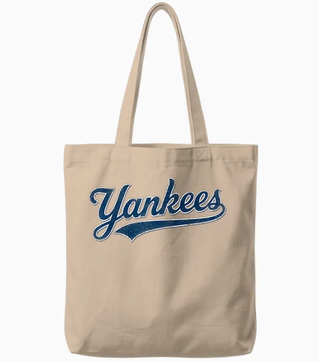 Yankees Vintage Retro Style Tee, Classic 70s & 80s Yankees Tote Bags in Natural