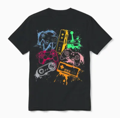 Video Game Console Controllers Retro 80's 90's Arcade Gamer Unisex T-Shirt - Black