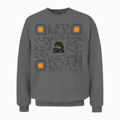 Decentralized Intel: Scannable Geck0x.com Qr Code Unisex Sweatshirt - Graphite Heather