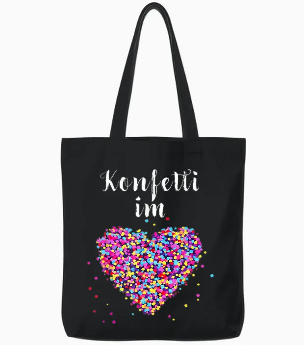 Confetti in Heart Fancy Dress Carnival Confetti Costume Outfit Tote Bags in Black