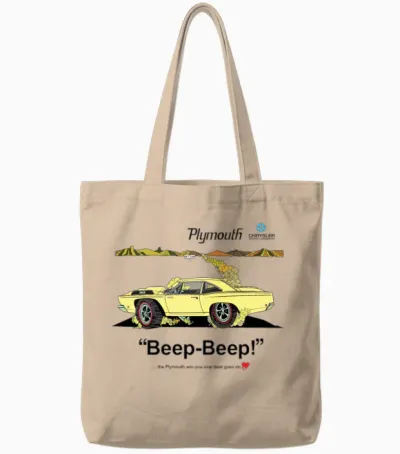 1968 Plymouth Road Runner Salt Flats Yellow Tote Bags - Natural