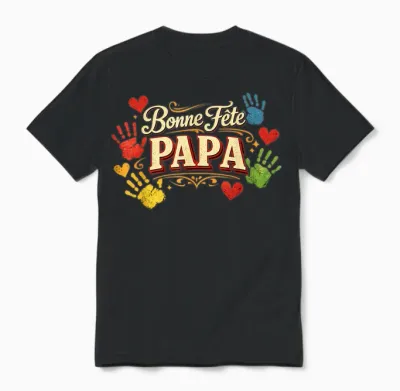 Bonne Fête Papa Idée Cadeau Original Fete Des Pères Enfants Unisex T-Shirt - Black