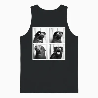 Seal with Sunglasses Cool Sea Lion Ocean Animal Photobooth Unisex Tank Top - Black