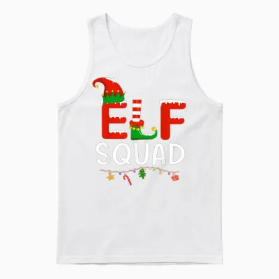 Elf Family Christmas Matching Pajamas Men Women Elf Squad Unisex Tank Top - White