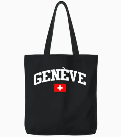 Flag Switzerland Geneva Country Switzerland Present Tote Bags - Black