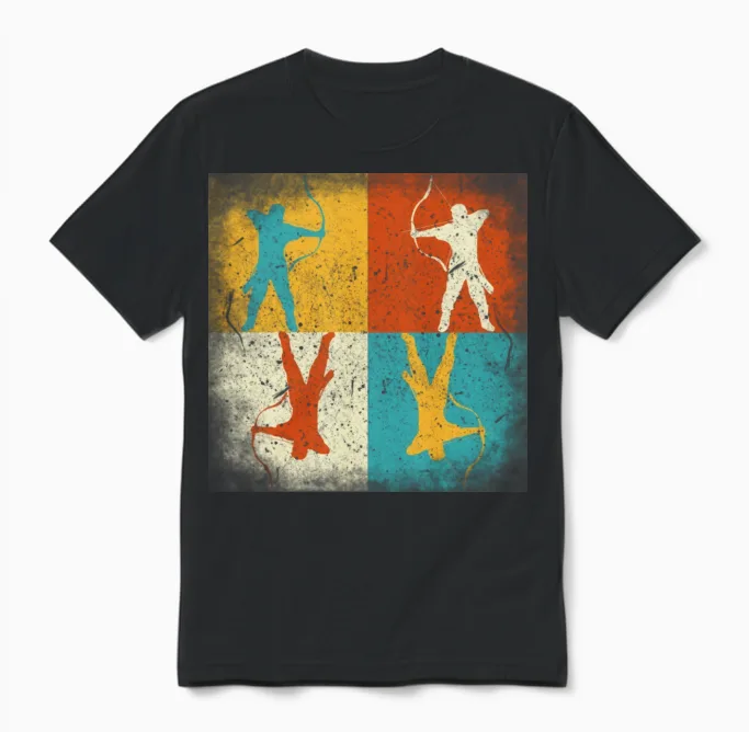 Archery Practice Retro Squares Unisex T-Shirt - Black
