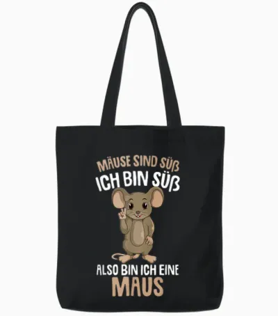 Mice Are Cute Women's Children's Girls Mouse T-Shirt, Black Tote Bags - Black