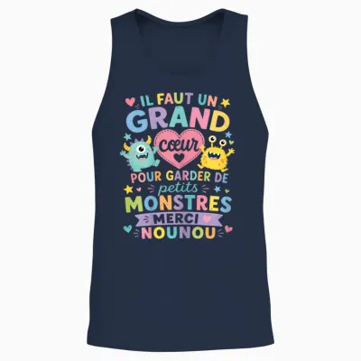 Cadeau Merci Nounou Original Grand Cœur Nourrice Babysitter Unisex Tank Top - Navy