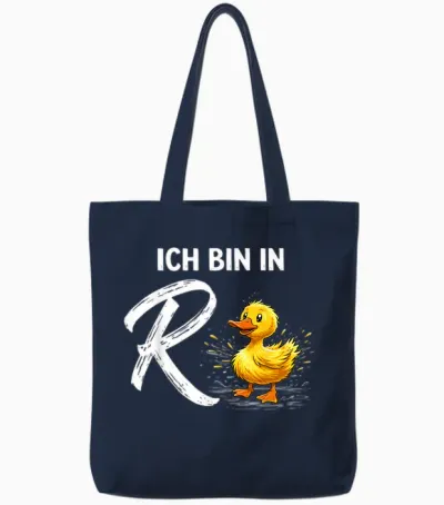 T-Shirt with German Text "ich Bin in R Ente - Rente X" [german Language] Tote Bags - Navy
