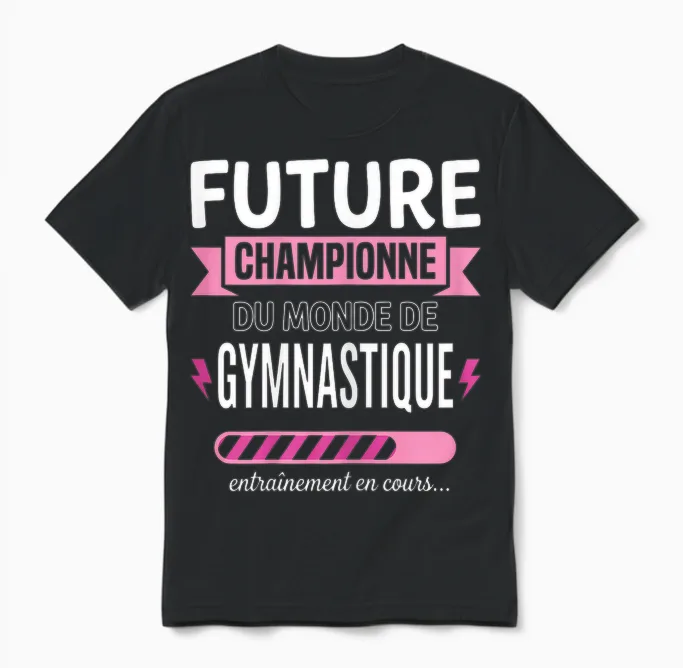 Future Championne De Gymnastique Fille Gymnaste Unisex T-Shirt in Black