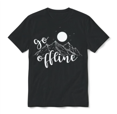 Go Offline Hiking Nature Unisex T-Shirt - Black