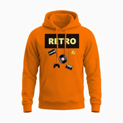 Retro Unisex Hoodie - Safety Orange