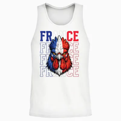 France Fan Coq Gaulois Français Unisex Tank Top - White