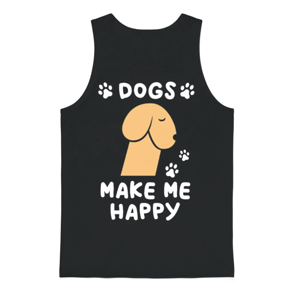 Dogs Make Me Happy Funny Penis Unisex Tank Top - Black