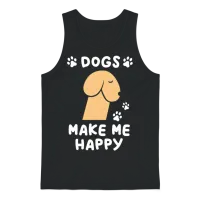 Dogs Make Me Happy Funny Penis Unisex Tank Top - Black – 1