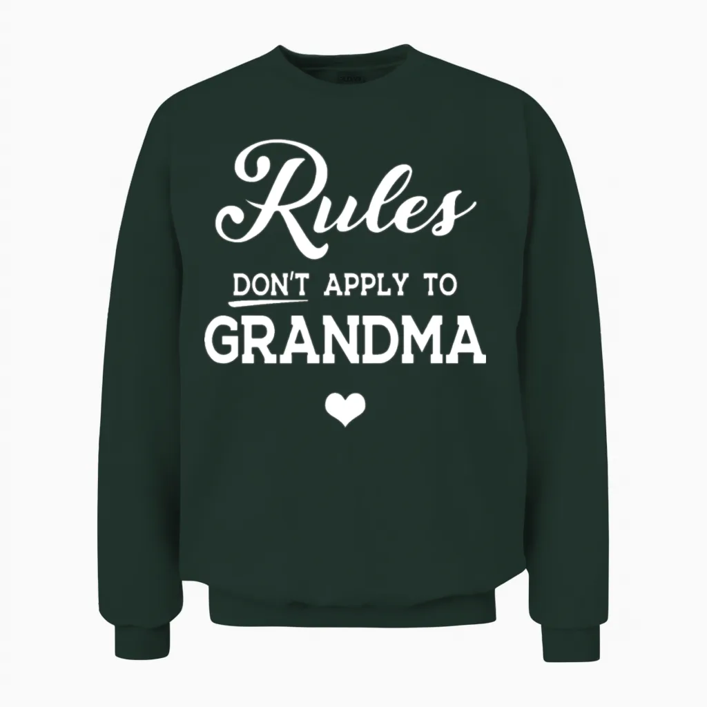 Rules Dont Apply to Grandma Love Heart Grandma Unisex Sweatshirt in Forest