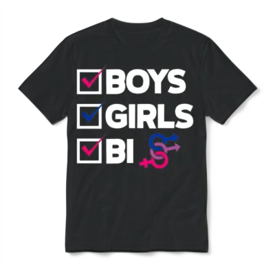 Boys Girls Bi Funny Bisexual Bi Pride Gift Unisex T-Shirt - Black