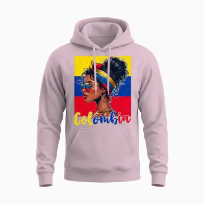 Drapeau Colombien Fille Colombienne Fière Afro Colombienne T-Shirt Haut De Gamme Unisex Hoodie - Light Pink