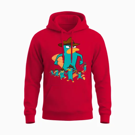Disney Phineas and Ferb Perry the Platypus Agent P Poses Unisex Hoodie - Red