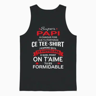 Super Papi on T'aime Gift Man Party Love Grandfather Unisex Tank Top - Black