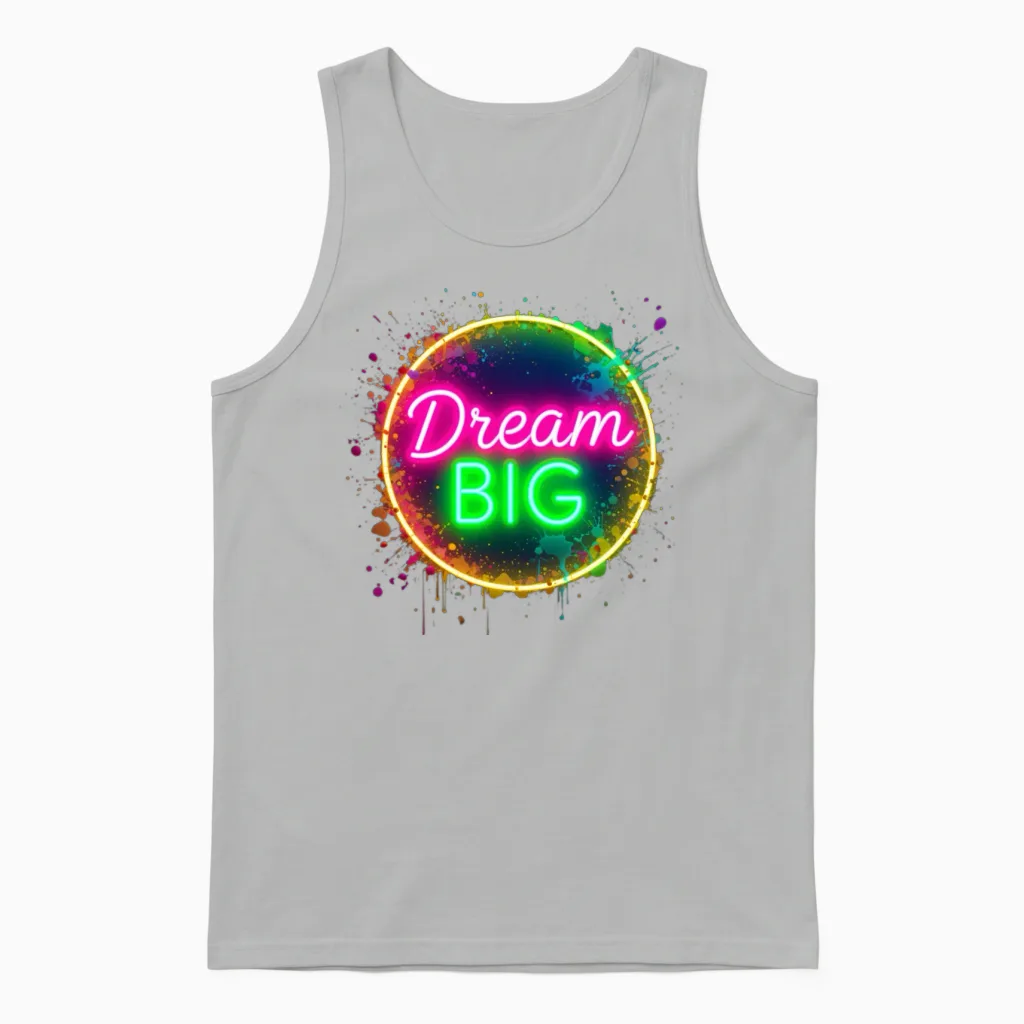 Dream Big 2025 in Bright Neon Letters Unisex Tank Top in Ash