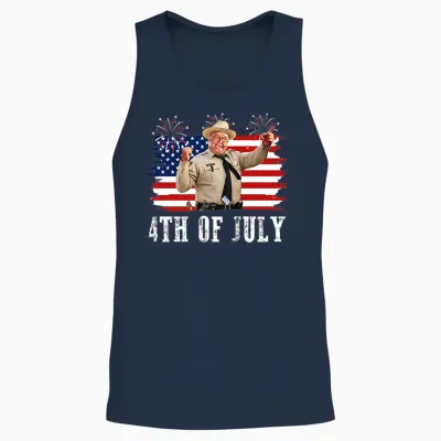 2 Sides Happy 4th of July to All You Sumbitches Patriotic Unisex Tank Top - Navy