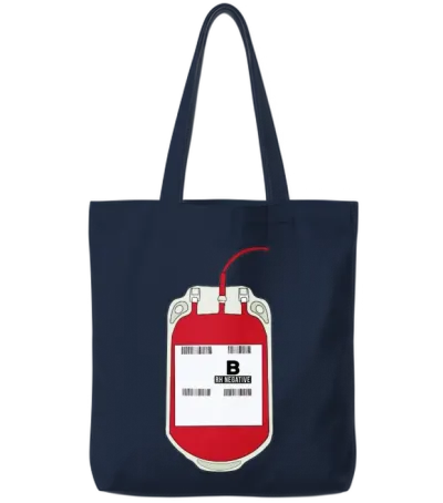 B Negative Blood Bag Tote Bags - Navy