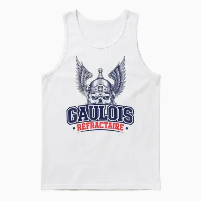 Gaul Refractaire Patriot France Skull Viking Heritage T-Shirt, White, S Unisex Tank Top - White