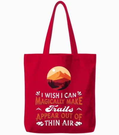 Hiking Trails Outdoor Hike Hiker Tote Bags - Red