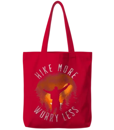 Hiking - Hike More Worry Less Tote Bags - Red