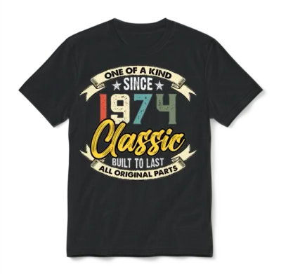 Funny Birthday Born in 1974 Limited Edition Unisex T-Shirt - Black