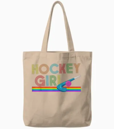 I Love Field Hockey Player Hd0 Feldhockey Retro Hockey Girl T-Shirt, Damen, Mädchen, Kurzarm, T-Shirt, Schwarz, Multicolored, S Tote Bags - Natural