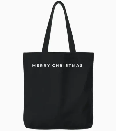 Merry Christmas Subtle Minimal Funny Holiday Party Simple Tote Bags - Black
