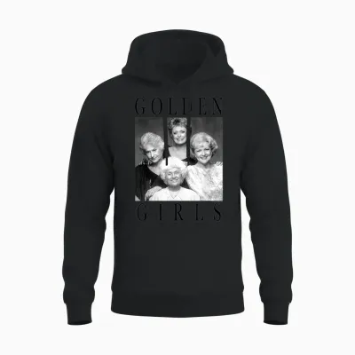 The Golden Girls Iconic Queens Vintage Group Shot Portrait T-Shirt, White Unisex Hoodie - Black