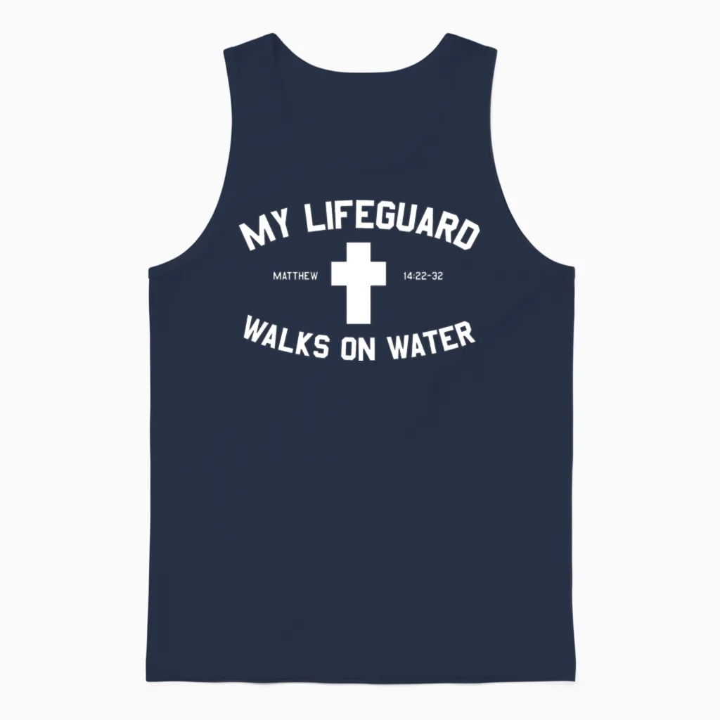 My Lifeguard Walk Unisex Tank Top in Navy