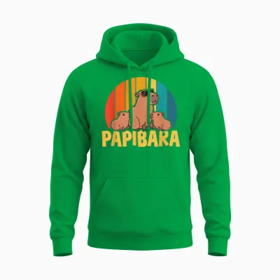 Papibara Capibara Papa Vater Cool Lustig Vatertag Spruch Unisex Hoodie - Irish Green